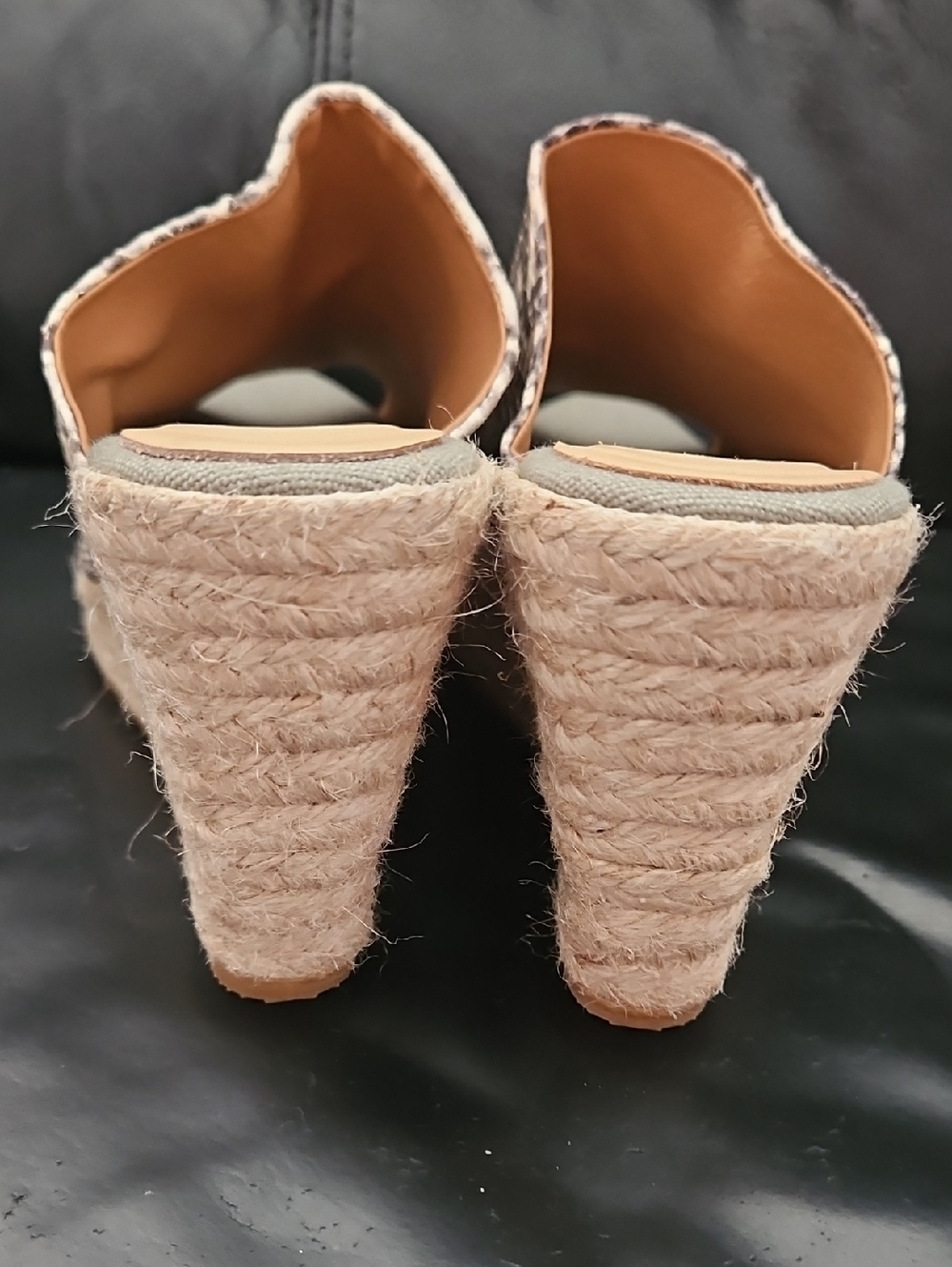 Kanna Open Toe Wedge Heel Mules Sz 6 Snakeskin Print Espadrille Platform Sandals - Picture 5 of 13